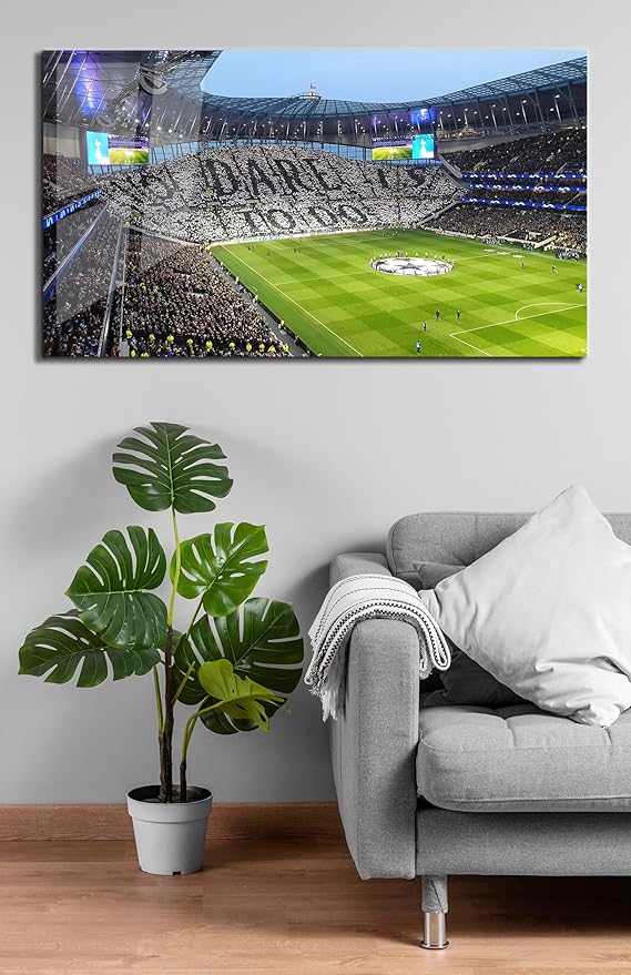 SpiritualHands Tottenham Hotspur Stadium Tempered Glass Wall Art Painting for Living Room, Tempered Glass Modern Prints Decor, Large Vivid Color Panel for Bedroom, Kitchen, or Office