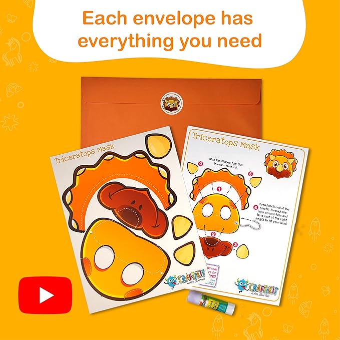 Craftikit® 20 Award-Winning Dinosaur Crafts for Kids - Award-Winning All-Inclusive Fun Dinosaur Crafts for Kids Ages 3-5, Organized Toddler Craft Kit