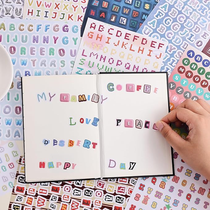 2000+ Pcs Alphabet Sticker for Journaling,Fun & Colorful Craft Letter Stickers for Junk Journal, Scrapbooking Supplies, Ideal DIY Decorative Gift for Women Teen Girls
