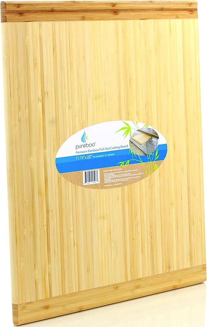 Pureboo Premium Bamboo Pull-out Cutting Board - 8 Different Sizes to Fit Most Standard Slots 17.75"W x 22"D x 3/4"H
