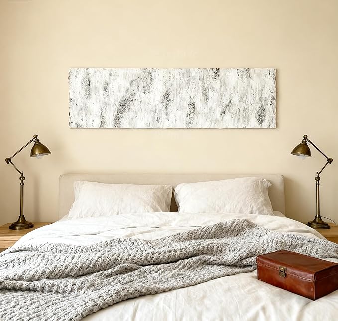 Artificial Birch Bark 3D Realistic Texture 78.7in*19.7in（10.8 Sq.ft）Silicone Material Faux Tree Bark Nature-Inspired DIY Design Eco-Friendly Home Deco Accentuating Natural Beauty （No glue included）
