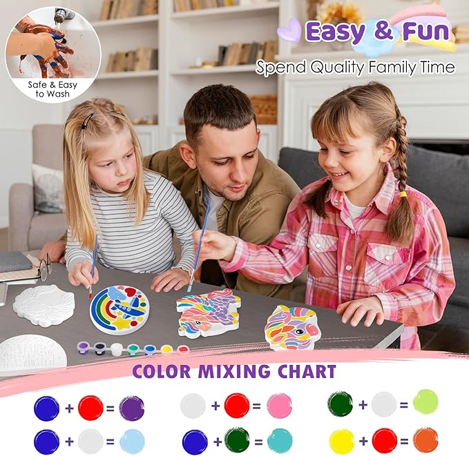 IFLOVE Paint Your Own Stepping Stones for Kids Craft Kits,Arts and Crafts for Kids Ages 4-8,5 Pack Painting Crafts for Girls Ages 8-12，Outdoor Toys Art Supplies Toddler Birthday Gift (Unicorn)