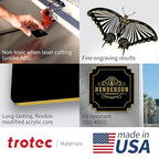 Trotec TroLase | 12"x12"x1/16, 8 Pcs | Gloss Black/Gold | 2 Ply | Modified Acrylic | Laser Engraving Double Color Plastic Sheet | Engraving Blanks for Laser, Saw, Guillotine | Made in USA