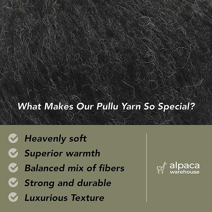 Pullu - Baby Alpaca Merino Wool Yarn Set of 3 Skeins (150 Grams) Worsted Weight - Sourced Directly from Peru - Heavenly Soft and Perfect for Knitting and Crocheting (Charcoal Gray)
