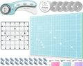 Rotary Cutter Set - Quilting Kit incl. 45mm Fabric Cutter, 5 Replacement Blades, A4 Cutting Mat, Acrylic Ruler and Craft Clips - Ideal for Crafting, Sewing, Patchworking, Crochet (Turquoise, A4)
