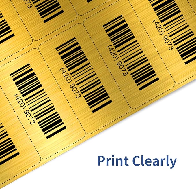 STARLIBOO Shipping Labels Stickers, 2"×4" Gold Printable Mailing Labels for Laser/Inkjet Printing- Matte Gold, Permanent Adhesive Stickers