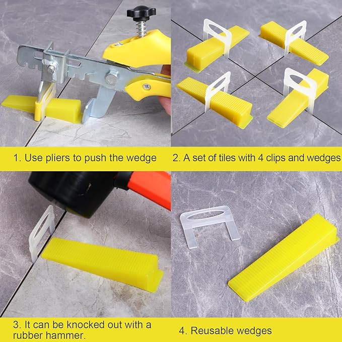 DGSL Tile Leveling System Tile Wedges, 400PCS Reusable Tile Leveling Wedges for 1/8", 1/16", 1/32" Tile Spacers, Tile Leveling Clips and Tile Leveler Installation