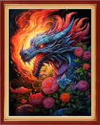 Funchey Stamped Cross Stitch Kits, DIY Cross Stitch Pattern for Adults Beginners Needlepoint Kits Embroidery Kit Arts and Crafts 11CT-Magic Dragon Flower 16x20 inch