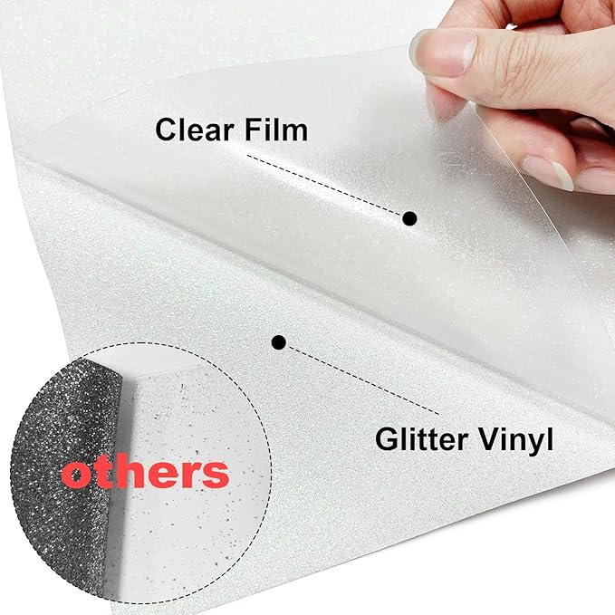 White Glitter HTV Heat Transfer Vinyl, 12" x 5ft lron on Vinyl, for T-Shirt Ironing, Vinyl HTV Easy to Cut and Weed, The Best Choice for DIY Creativity. (White, 12" x5ft)