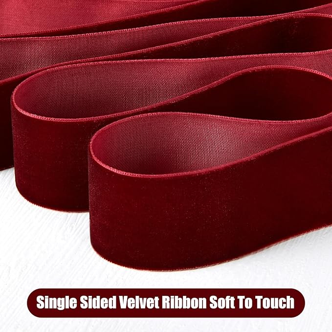 1/4" X 20 Yards Baby Pink Velvet Ribbon for Christmas Tree Wreath Decoration Handmade Crafts Ornaments Gift Wrapping & Bow Making