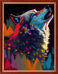 Dimensean Stamped Cross Stitch Kits Full Range of Embroidery Patterns Starter Kits for Beginners Adult or Kids DIY Cross Stitches Needlepoint Kits 11CT-Abstract Wolf 15.7x19.7 inch