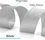CT CRAFT LLC Glitter Wired Ribbon 4" x 10 Yards Silver for Christmas Home Decor Bow Gift Wrapping DIY Crafts Wreath