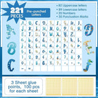 221 Pcs Bulletin Board Letters Round Alphabet Number Punctuation Symbol Combo Letter Cutouts Classroom Decoration for School Classroom Chalkboard Poster Board