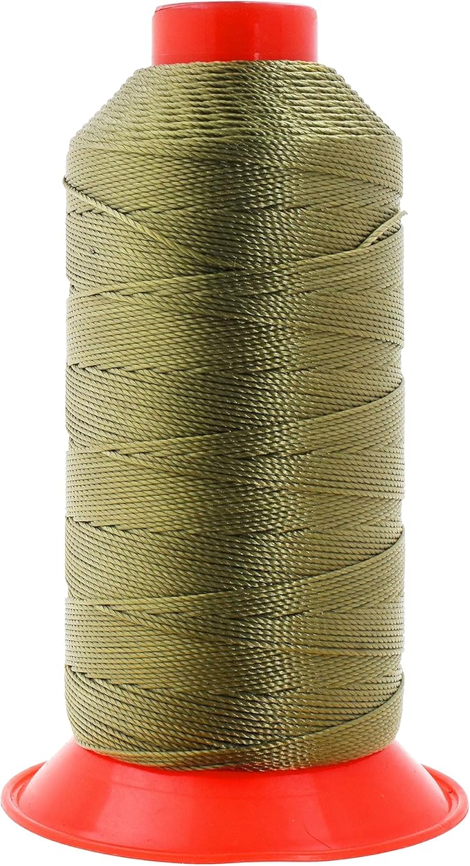 Mandala Crafts Bonded Nylon Thread - Olive Drab Heavy Duty Sewing Threads - 415 YDs Size 346 210D T350 Tex 350 for Leather, Jeans, Weaving, Outdoor, Marine, Upholstery