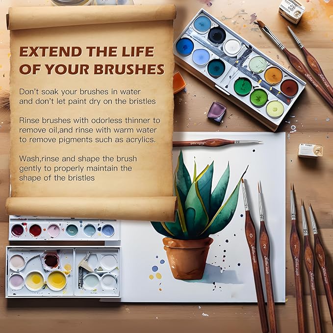 Golden Maple Miniature Model Paint Brushes-10pcs Micro Detail Paint Brush Set,Small Fine Detail Brushes for Acrylic, Oil, Watercolor & Paint by Number,Figurine