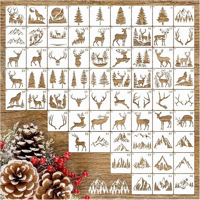 Small Stencils for Painting on Wood Reusable, 3 Inch Reusable Stencil for Craft Ornament Paint Template Stencils for Wall Card Rock Wood Signs Coasters Canvas Home Decor (Animal Deer)