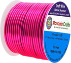 Mandala Crafts 12 Gauge Anodized Aluminum Craft Wire for Jewelry Making - 60 FT Colored Flexible Hot Pink Wire - Bendable for Bonsai Armature Crafting Sculpting