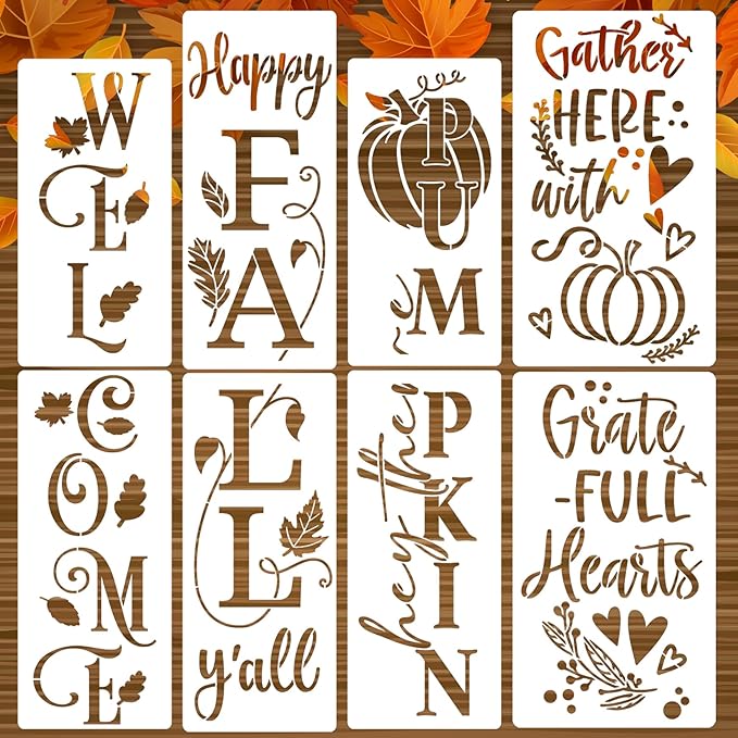 Fall Stencils for Painting on Wood Happy Fall Y’All Stencil Reusable Hey There Pumpkin Stencils for Porch Sign