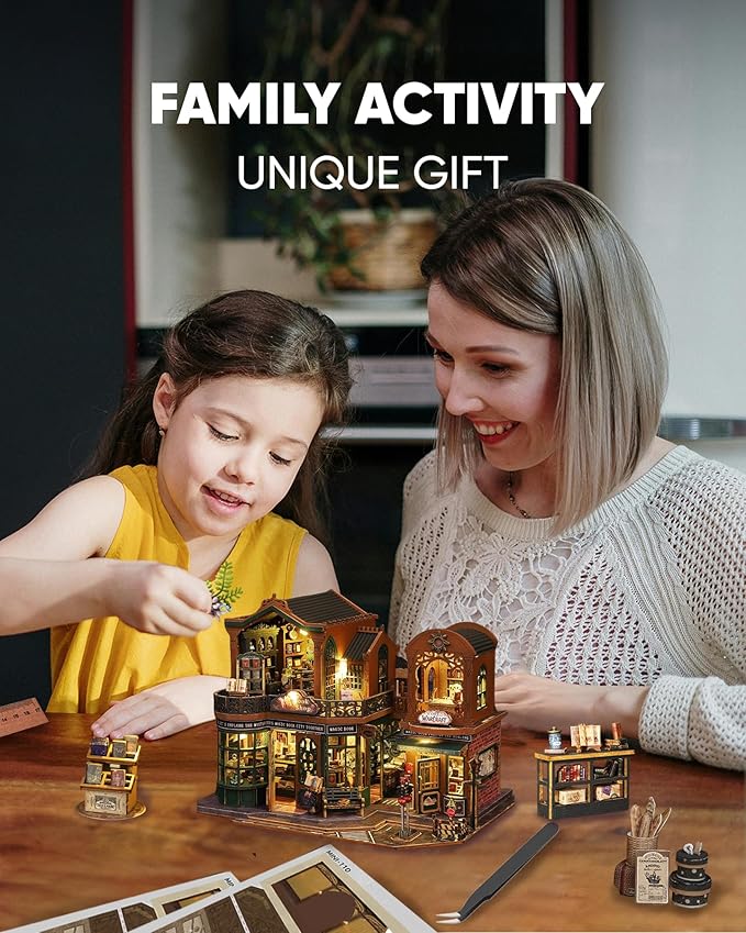 DIY Miniature House Kit, DIY Dollhouse Kit for Adults to Build, Mini Magic House Miniature kit, Model Building Craft Diorama Kit, Ideal Gifts for Birthday Halloween Christmas(Magic Book Shop)