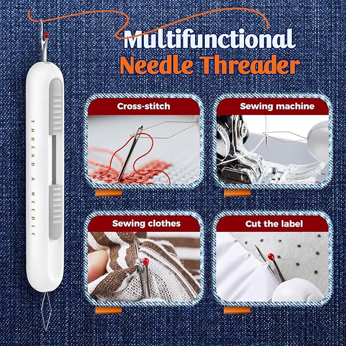2 in 1 Needle Threader Seam Ripper Tool for Easy Needle Threading and Stitch Removal, Multifunctional Hand Sewing Tools Automatic Threading Tool Stitch Ripper (Beige & Green & White)