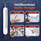 2 in 1 Needle Threader Seam Ripper Tool for Easy Needle Threading and Stitch Removal, Multifunctional Hand Sewing Tools Automatic Threading Tool Stitch Ripper (Beige & Green & White)