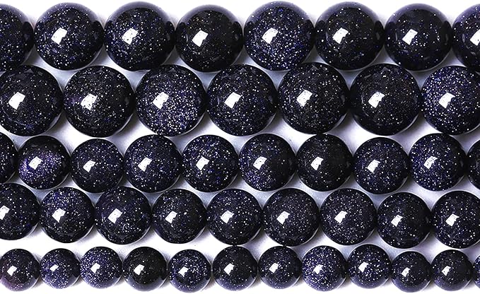 32PCS 12mm Starry Blue Sandstone Gemstone Beads Beads Natural Stone Round Loose Beads for Jewelry Making DIY Bracelet Necklace 15" Inch