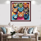 Redxing Stamped Cross Stitch Kits Full Range of Embroidery Starter Kits- Needlepoint Counted Cross Stitch Kits for Beginner Adults 11CT Printed Embroidery Kit-Abstract Cat 18x18 inch