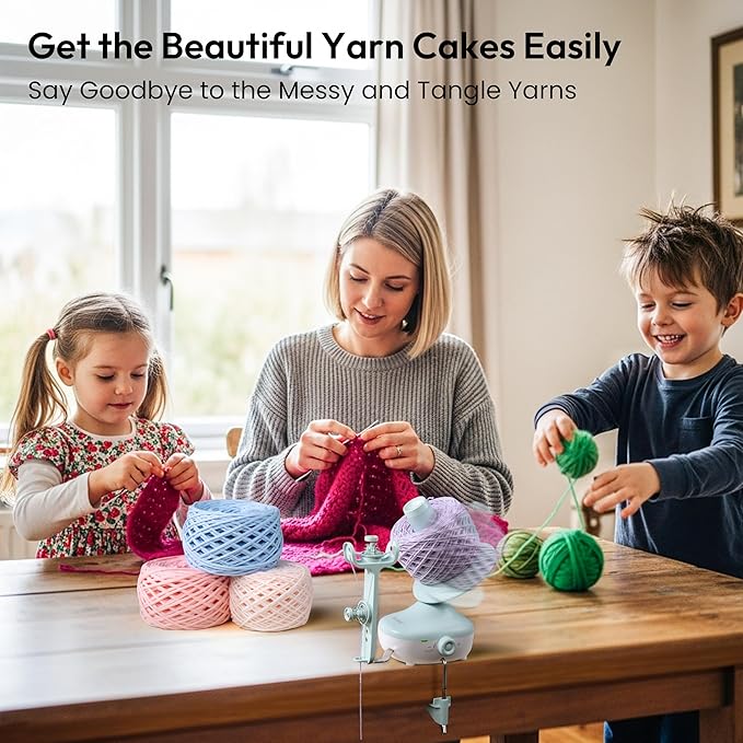 Etcokei Cordless Yarn Winder, Rechargeable Electric Yarn Ball Winder with 2200mAh Battery, Compact Yarn Cake Winder for Crocheting, Smart Automatic Yarn Spinner, Ideal Helper for Craft Lovers(Mint)