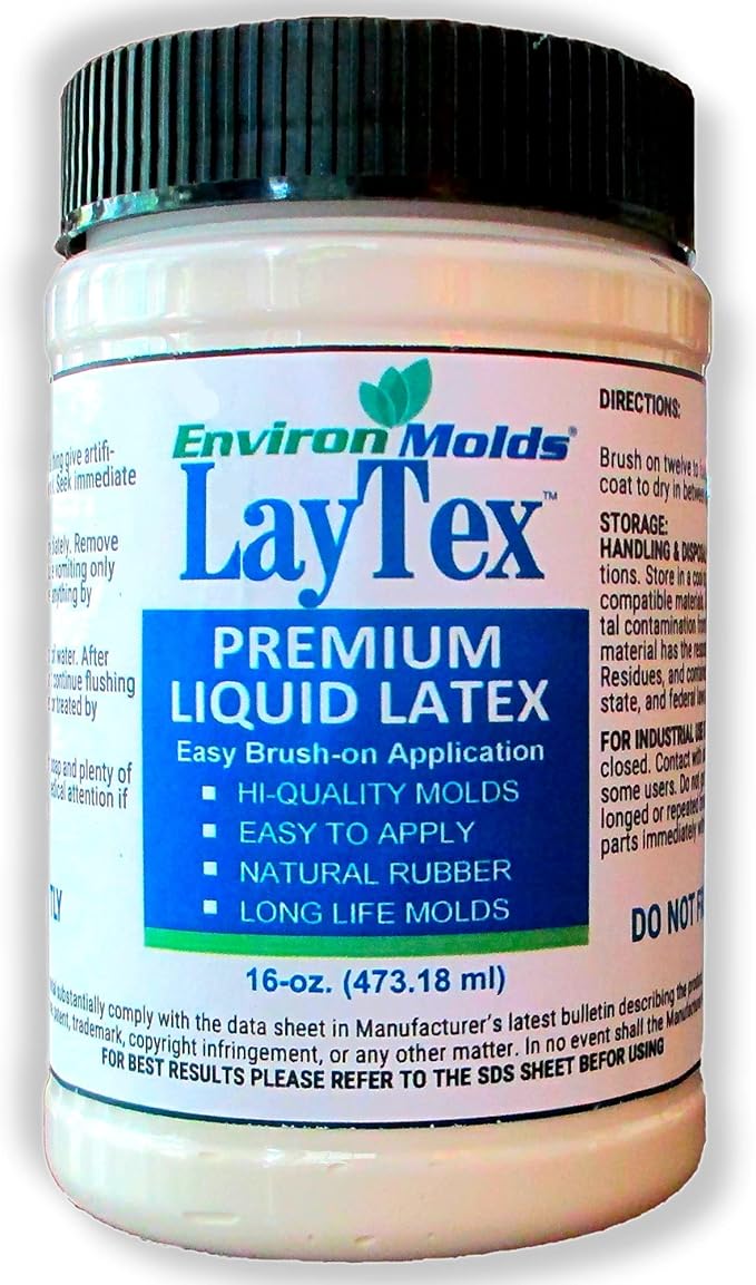 EnvironMolds Liquid Latex Mold Making Rubber, 16 oz. - Quality, Flexible, Detailed Reproductions - Easy Brush or Spray Application