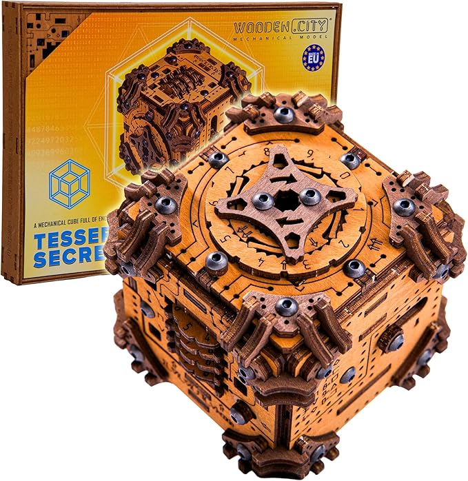 WOODEN.CITY Tesseract's Secret - Wooden Puzzle Box for Adults - 3D Brain Teaser Puzzle Kit - Escape Room in a Box Challenge - Unique Gift for Men & Women - Made in EU