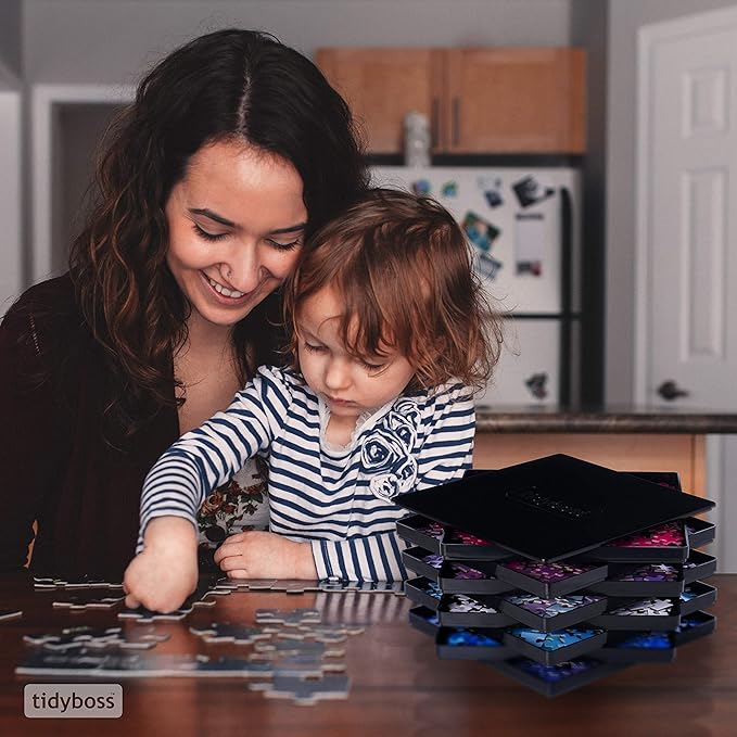 8 Black Puzzle Sorting Trays with Lid 10" x 10" | Puzzle Organizers and Storage | for Puzzles Up to 2000 Pieces