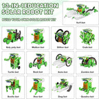 Bottleboom STEM 13-in-1 Education Solar Power Robots Toys for Boys Age 8-12, Educational Toy Science Kits for Kids Experiment Robotics Set Birthday Gifts for 8 9 10 11 12 Years Old-Green