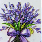 Quilling Cards, handmade card, quilled cards with Dedicated Paper Handmade Art for all occasions: Mother's day, Father's day, Birthday... Lavender flowers bouquet