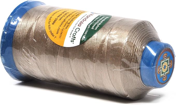 Mandala Crafts Bonded Nylon Thread Khaki Heavy Duty Sewing Threads - 1500 YDs Size 69 210D T70 Tex 70 Thread for Leather Jeans Weaving Outdoor Marine Upholstery Threads