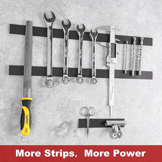 Magnetic Strip, Flexible Magnetic Strips with Adhesive Backing (10 Pack, 6" x 1") Strong Sticky Magnetic Tape for Kitchen, Garage and Garden - Adhesive Knife Magnet Tape Strip Holder Strip for Wall