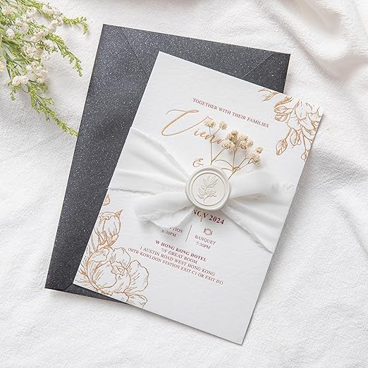 PONATIA Ivory Wax Seal Stickers - Wedding Envelope Seal Stickers, 50 Pcs Self- Adhesive Wax Seals, Perfect for Invitation Cards, Christmas Cards, Gift Wrapping, Party Menu Decor