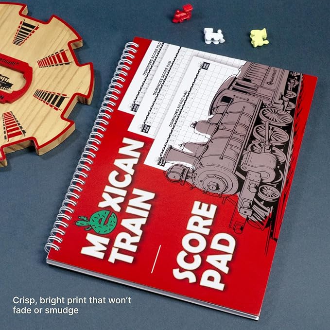 Extra Large Mexican Train Score Pads 11.3x7.9 in – 50-Page Mexican Train Accessories for Classic Domino Game – Mexican Train Score Sheets for Easy Game Tracking