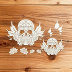 TIAMECH A4 Reusable Flying Skull Wings Stencil for Painting - Halloween Ghost Layering Template, DIY Wall Art, Wood Furniture, Scrapbook & Crafts (8.3x11.7inch)