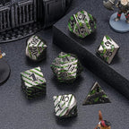 Stripe Metal Dice Set D&D,7PCS Solid Metal Glitter Dice with Gift Box,RPG Polyhedral Dice Set for DND Table Game