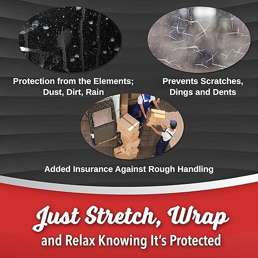 8 Pack Industrial Strength Mini Hand Stretch Wrap 5" 1000 Ft. Roll 80 Gauge Thick, Shrink Wrap Roll for Moving Supplies, Furniture, Pallets, Plastic Wrap for Packing, Heavy Duty Stretch Film