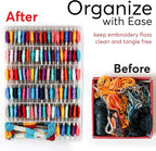 Embroidery Floss Organizer Box with 50 Cardboard Bobbins - 17 Compartments Clear embroidery thread organizer box, Snap-Tight Clear Sewing Organizer - Jewelry Bead Holder (Made in USA)