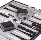 Backgammon Sets for Adults with Premium Leather Case | Classic Travel Backgammon Set for Adults and Kids with Strategy & Guide | 15 Inches | Medium | Black