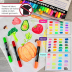 Super Markers 60 Unique Primary, Pastel, Neon Colors Dual Tip Fabric & T-Shirt Marker Set - Double-Ended Fabric Markers with Chisel Point and Fine Point Tips - Bright Vibrant Bold Permanent Ink Colors