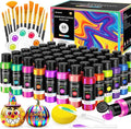 64 PCS Iridescent Acrylic Paint Set with 12 Brushes, 2 Knives & Palette, 48 Colors (2oz/60ml) Art Craft Paint for Adults Kids Artists Beginners, Halloween Pumpkin Canvas Ceramic Rock Painting Kit