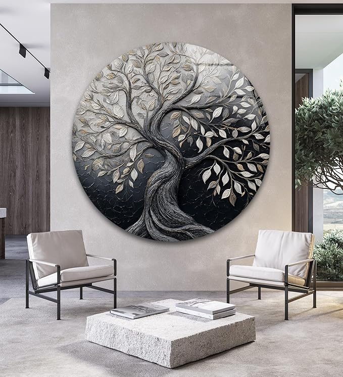My Photostation.com 27.5''(70cm) Diameter Twilight Tree of Life Round Glass Wall Art Tempered Glass Printing Wall Decor Large Wall Art Wall Hangings