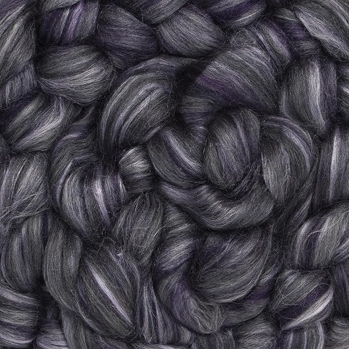 Merino Silk Luxe Tonal Designer Blend. Superfine Merino, Mulberry Silk, Tussah Silk. Top Roving for Spinning or Felting. Twilight 4oz