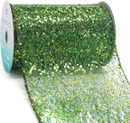 CT CRAFT LLC Sparkling Glitter Mesh Wired Ribbon 6" x 10 Yards Green for Christmas Home Decor Bow Gift Wrapping DIY Crafts Wreath