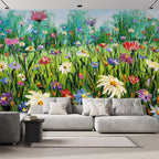 wall26 Wall Sticker/Wall Mural Wildflower Abstract, Not Peel and Stick, Non-Woven Wallpaper Decorative for Bedroom, Living Room, Office - 120x120 inches