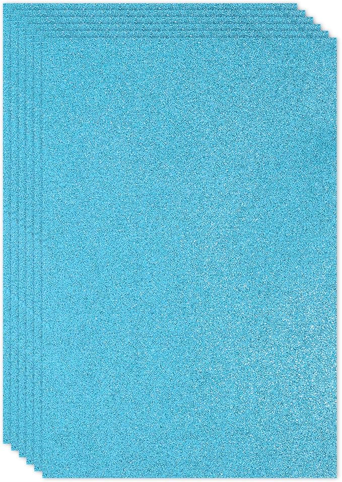 PATIKIL 2mm(1/10") Thick Non Adhesive Glitter Foam Sheet 16x24inch(40x60cm) Blue, EVA Shiny Foam Board for Craft, 6 Pcs