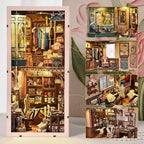 Book Nook Kit, DIY Miniature House Dollhouse Kit for Adults and Teens, 3D Wooden Puzzle Bookend Creative Bookshelf Insert Decor with LED Light, Gifts for Family, Friends (Sewing Room)
